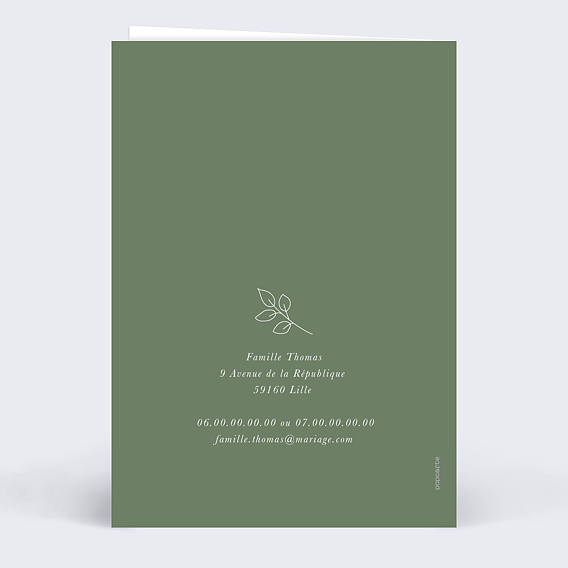 Faire part mariage Jardin d'Hiver Verso