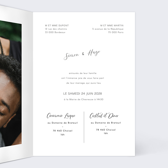 Faire part mariage Costumes Intérieur Droit