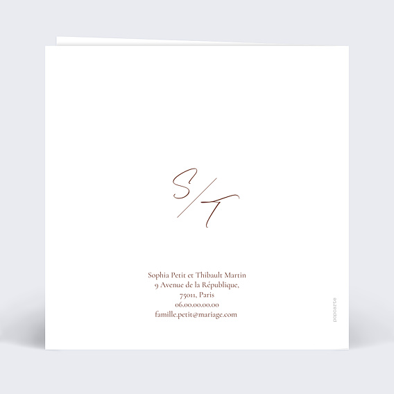 Faire part mariage Couple en aquarelle Verso