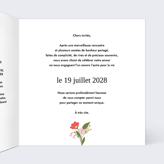 Faire-part Mariage Portrait minimaliste avec couronne champêtre