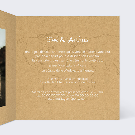 Faire part mariage Ensemble en Vadrouille Intérieur Droit