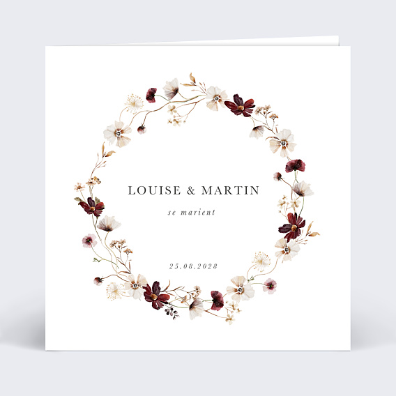 Faire-part Mariage Couronne jardin sauvage