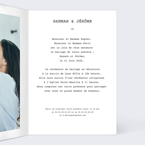 Faire part mariage Polaroïd 2 Photos Intérieur Droit