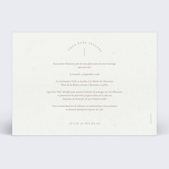 Faire part mariage Courbé Verso