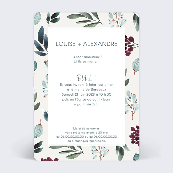 Faire part mariage Délicatesse Photo Verso