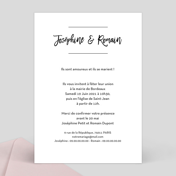 Faire part mariage Ecume Verso