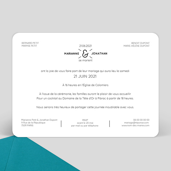 Faire part mariage Joli Tampon Verso