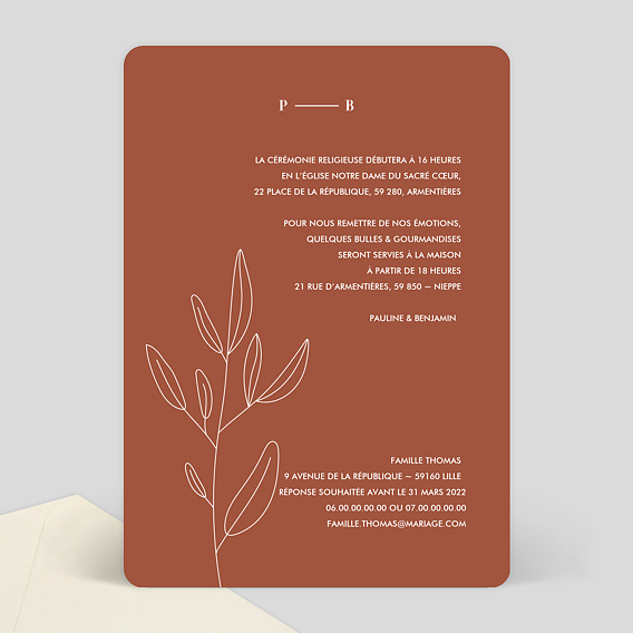 Faire part mariage Let's Grow Together Verso