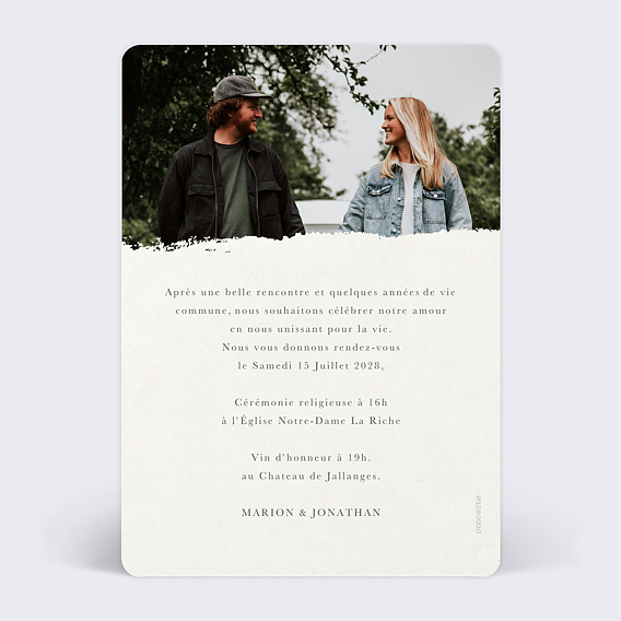 Faire part mariage Olivier simple Verso