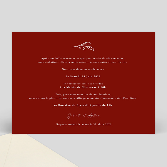 Faire part mariage Son Sourire Verso