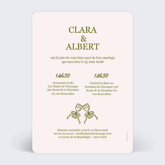 Faire part mariage Table de fête Verso