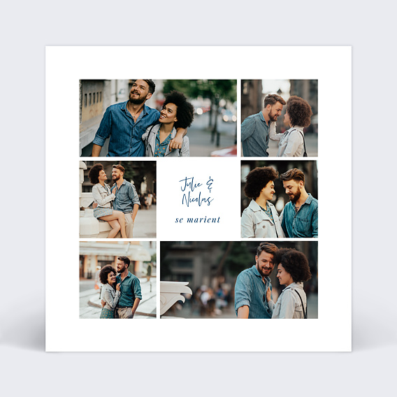 Faire part mariage Multiphotos chic