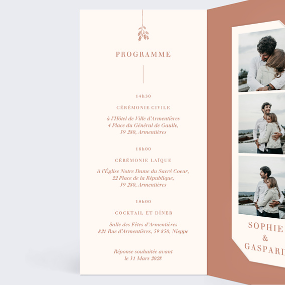 Faire part mariage Botanica Intérieur Gauche