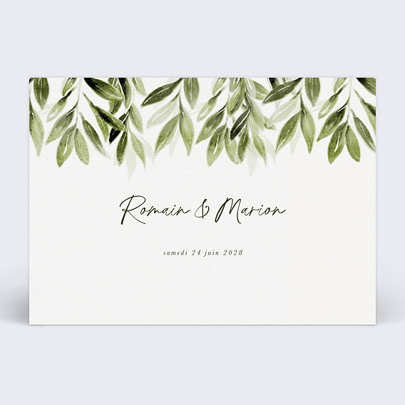 Faire part mariage Lauriers Suspendus Recto
