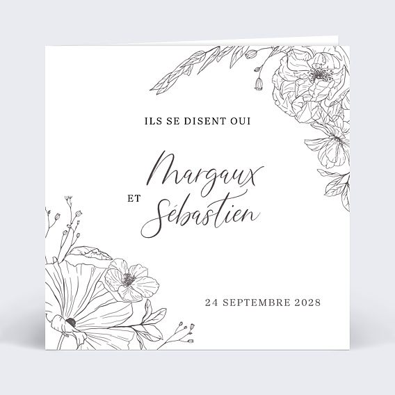 Faire-part Mariage Gravure Blanc