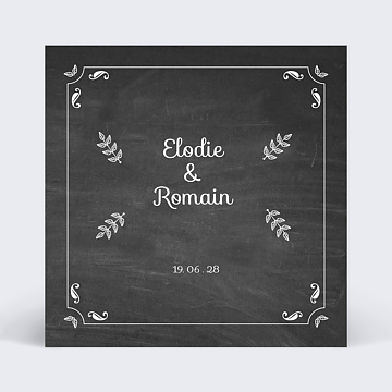 Faire-part Mariage Faire-part mariage Feuilles ardoise