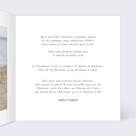 Faire part mariage Fleurs des Champs Intérieur Droit