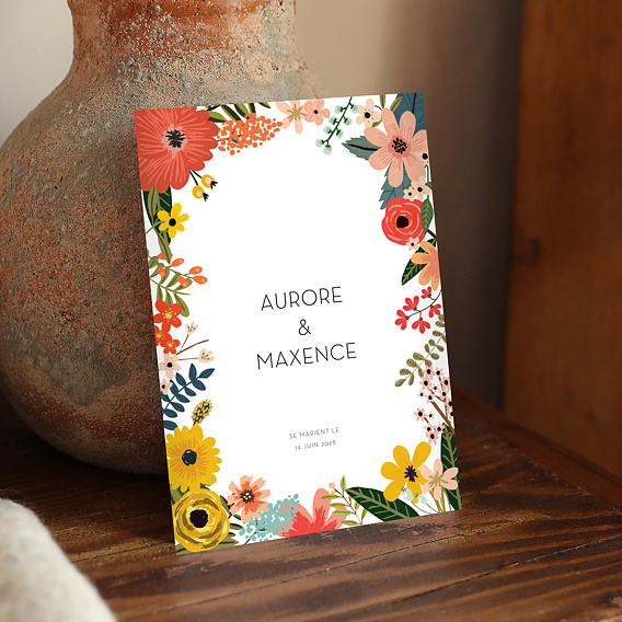 Faire-part Mariage Bouquet Printanier