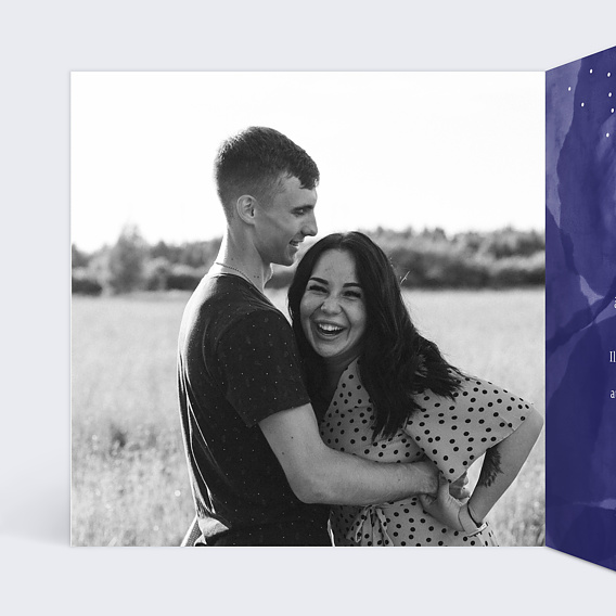 Faire part mariage Flocon Aquarelle Intérieur Gauche