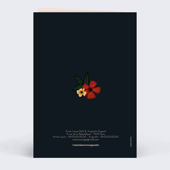 Faire part mariage Anémone Verso