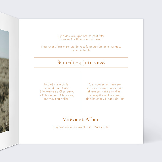 Faire part mariage Étiquette Jardin Sauvage Intérieur Droit