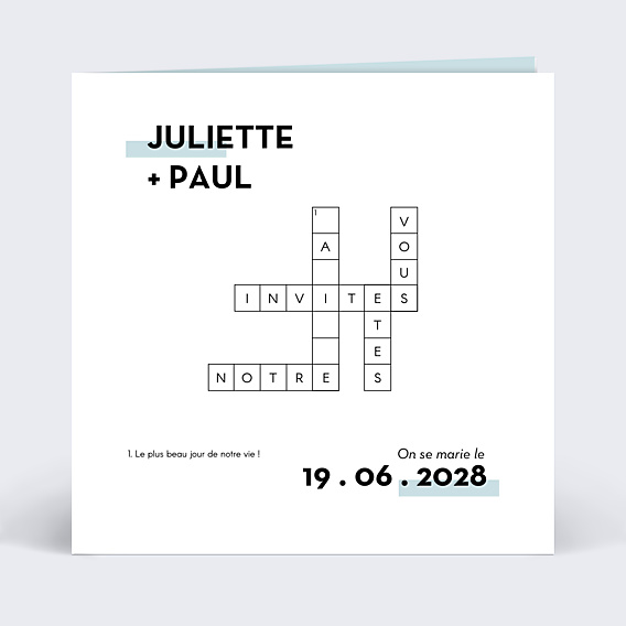 Faire-part Mariage Original Mots Croisés