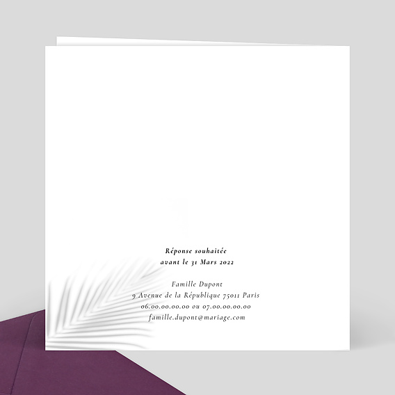 Faire part mariage Lune de Miel Verso