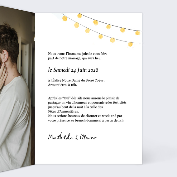 Faire part mariage Bosquet Intérieur Droit