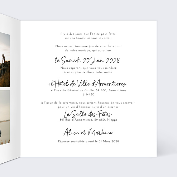 Faire-part Mariage Simple Pêle-Mêle