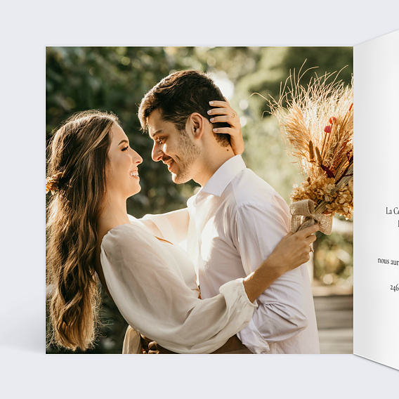 Faire part mariage Couronne Ocre Eucalyptus Intérieur Gauche