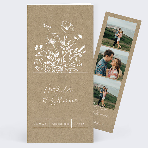 Faire part mariage Bouquet Champêtre