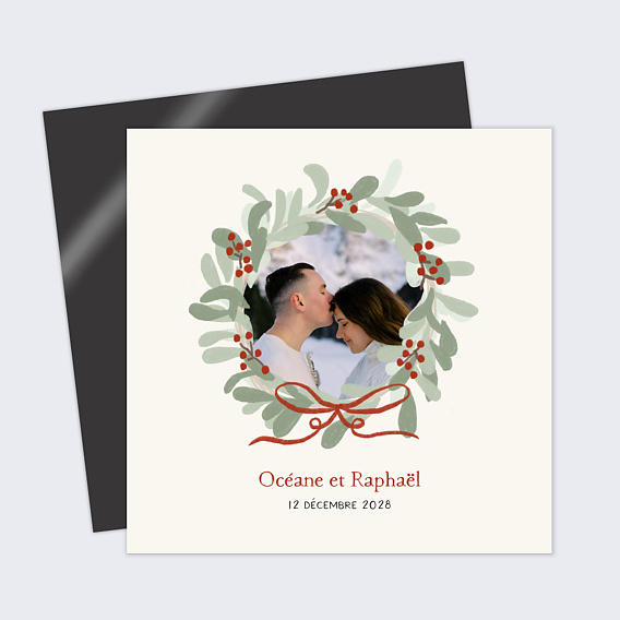 Faire part mariage Couronne de Noël