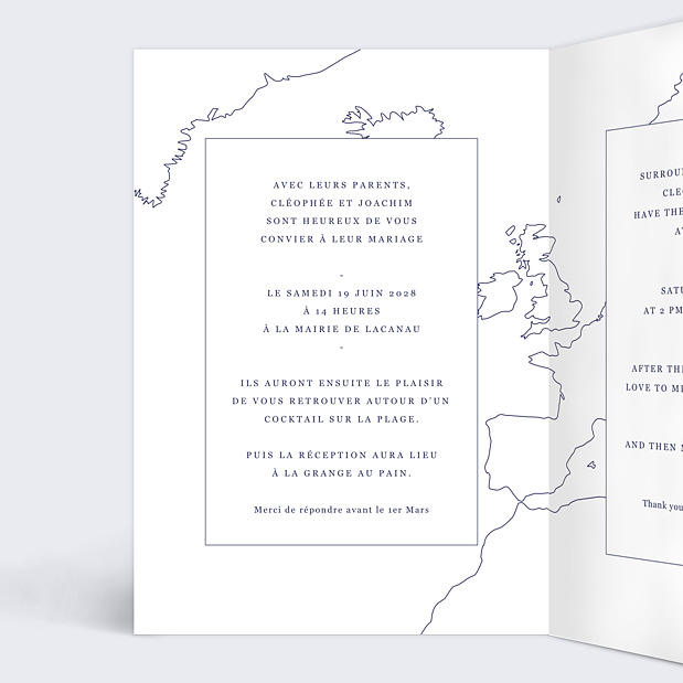 Faire-part de Mariage Voyage Intérieur Gauche