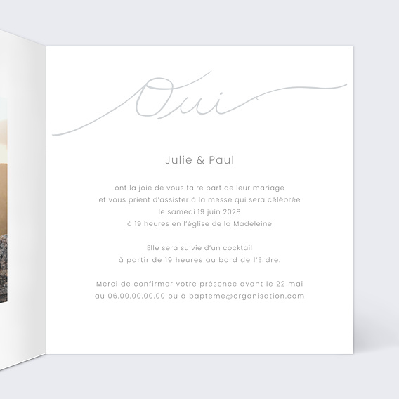 Faire part mariage Lettres Chic Intérieur Droit