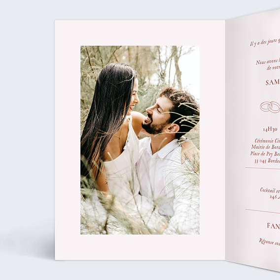 Faire part mariage Mains Liées Intérieur Gauche