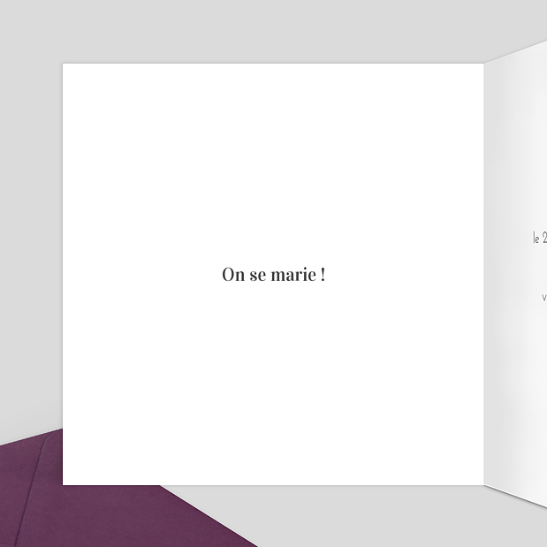 Faire-part de Mariage Rose Blanche Intérieur Gauche
