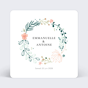 Faire-part Mariage Couronne de fleurs