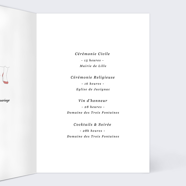 Faire-Part Mariage Illustration Joie Intérieur Droit