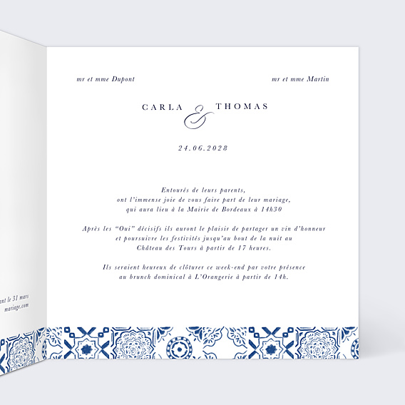 Faire-part Mariage Azulejos