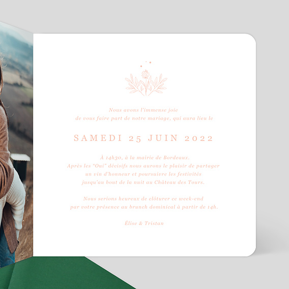 Faire part mariage Champ fleuri Intérieur Droit