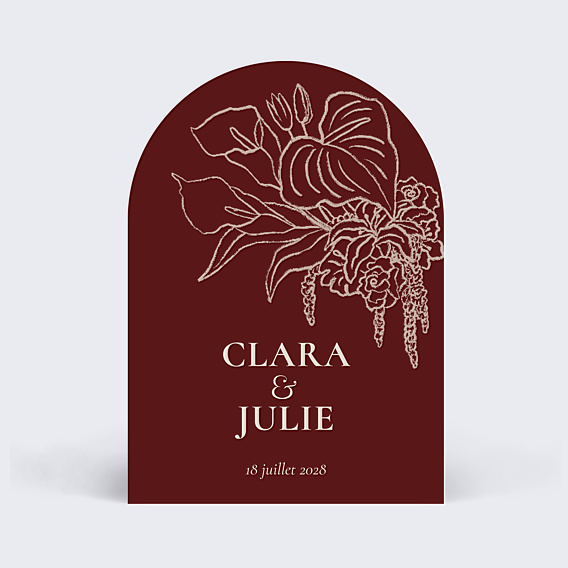 Faire-part Mariage Bloom floral bordeaux
