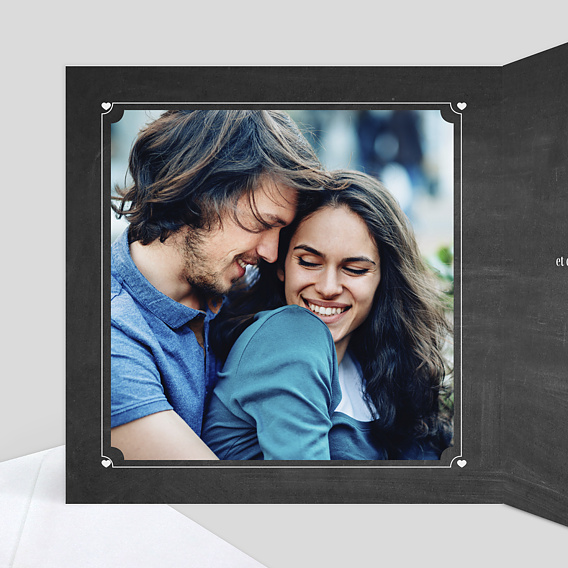 Faire part mariage Pastille Ardoise Intérieur Gauche