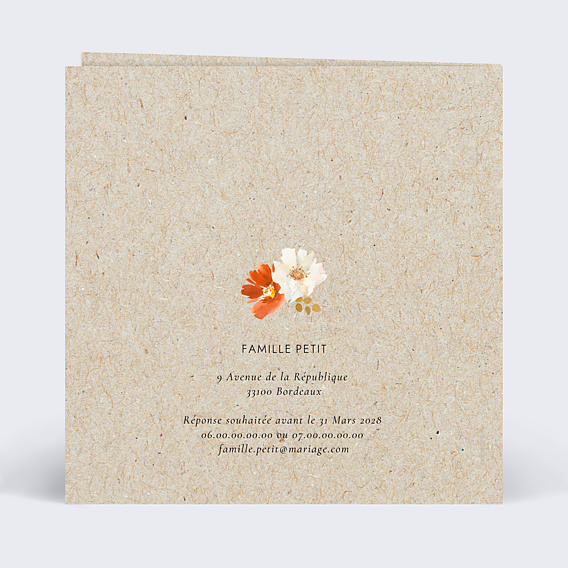 Faire-part Mariage Bouquet Parfumé Kraft