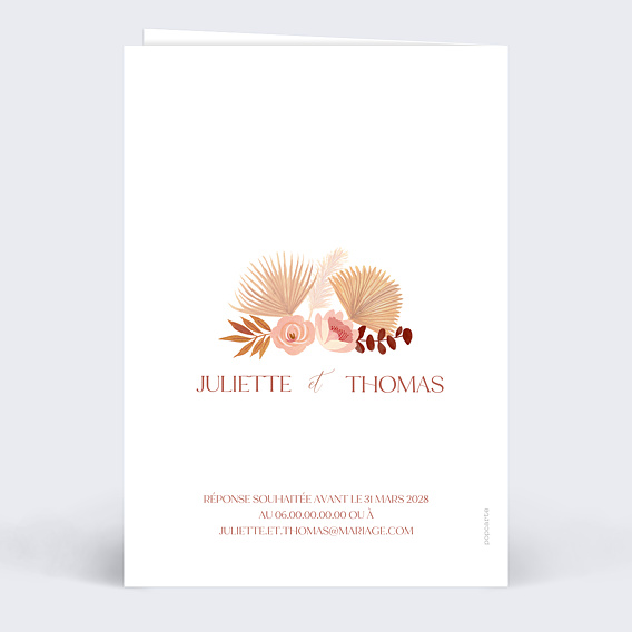 Faire part mariage Bohème Terracotta Verso