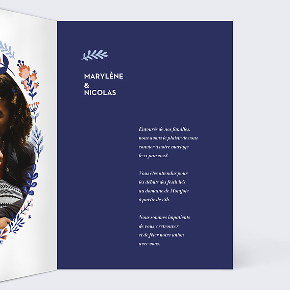Faire part mariage Boutonnière Intérieur Droit