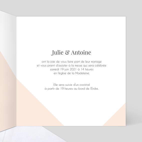 Faire part mariage Délicate Intérieur Droit