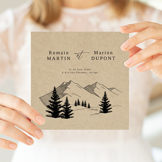 Faire-part Mariage Idylle à la Montagne