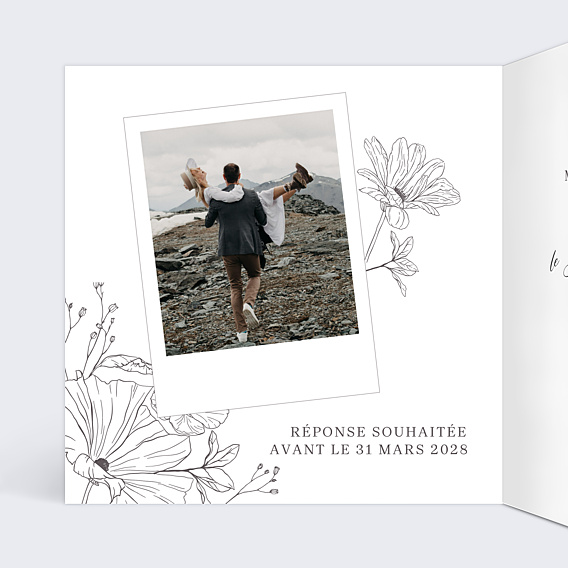 Faire-part Mariage Gravure Blanc
