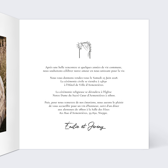 Faire part mariage Timeline Calligraphie Intérieur Droit