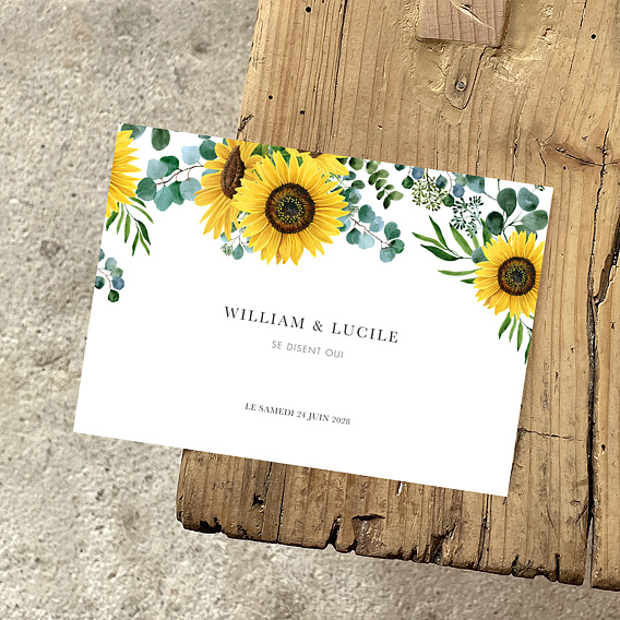 Faire-part Mariage Eucalyptus et Tournesol
